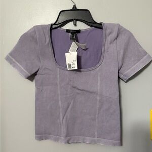 Forever 21 Lavender Ribbed Scoop Neck Short Sleeve Tee